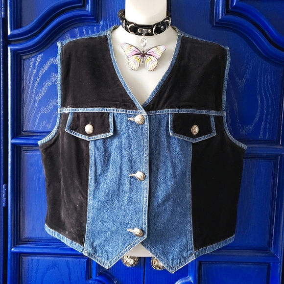 Vintage Stonebridge Black Velvet Denim Vest a Levi's Brand - Picture 15 of 15